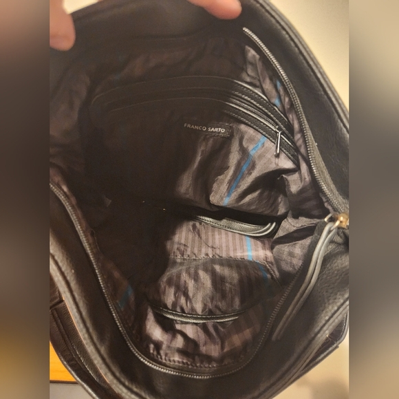 Franco Sarto Black Faux Leather (100%PVC) Messenger Bag w/Crossbody Strap - Picture 6 of 12